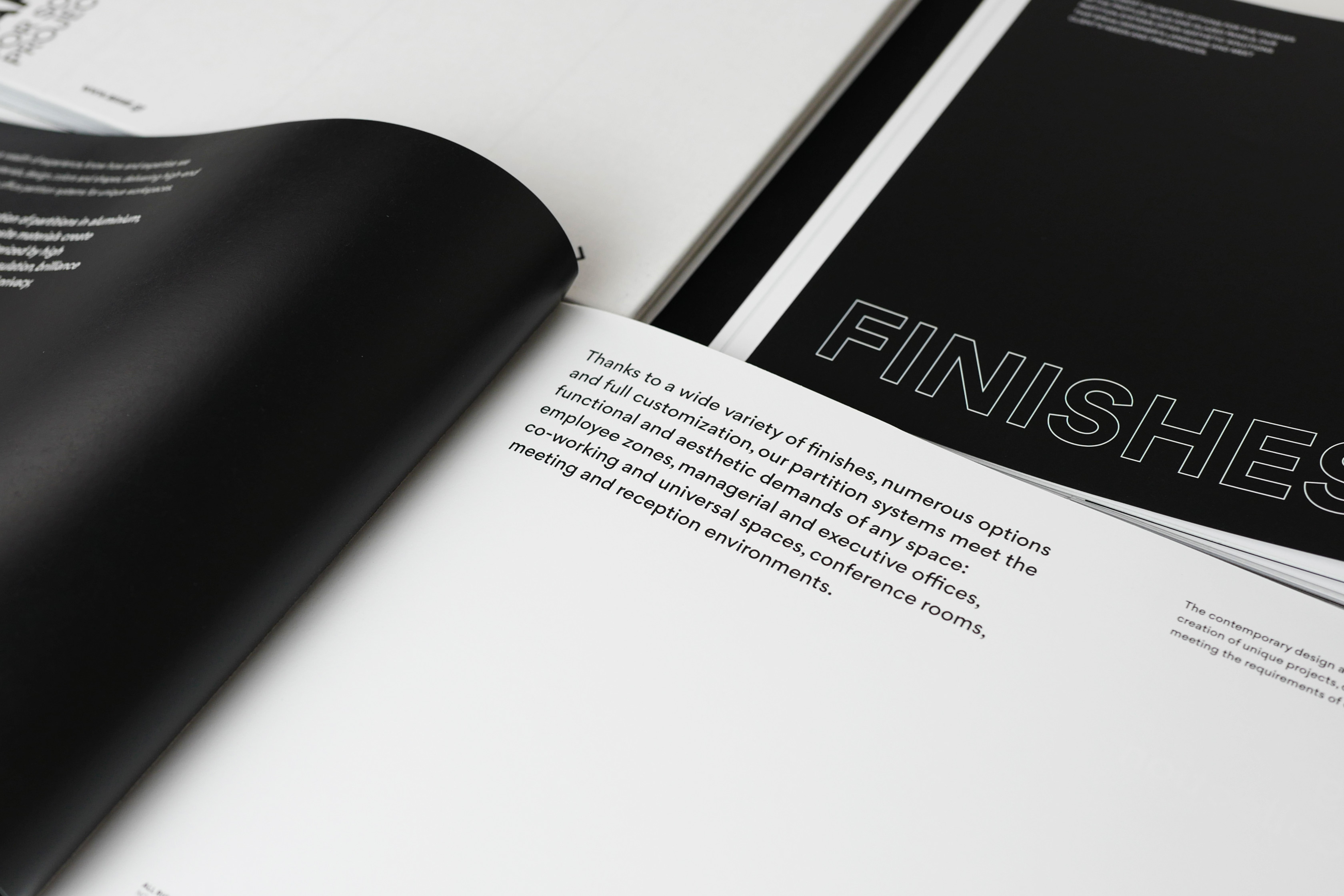 asset office interiors catalogue branding spreads finishes kommigraphics