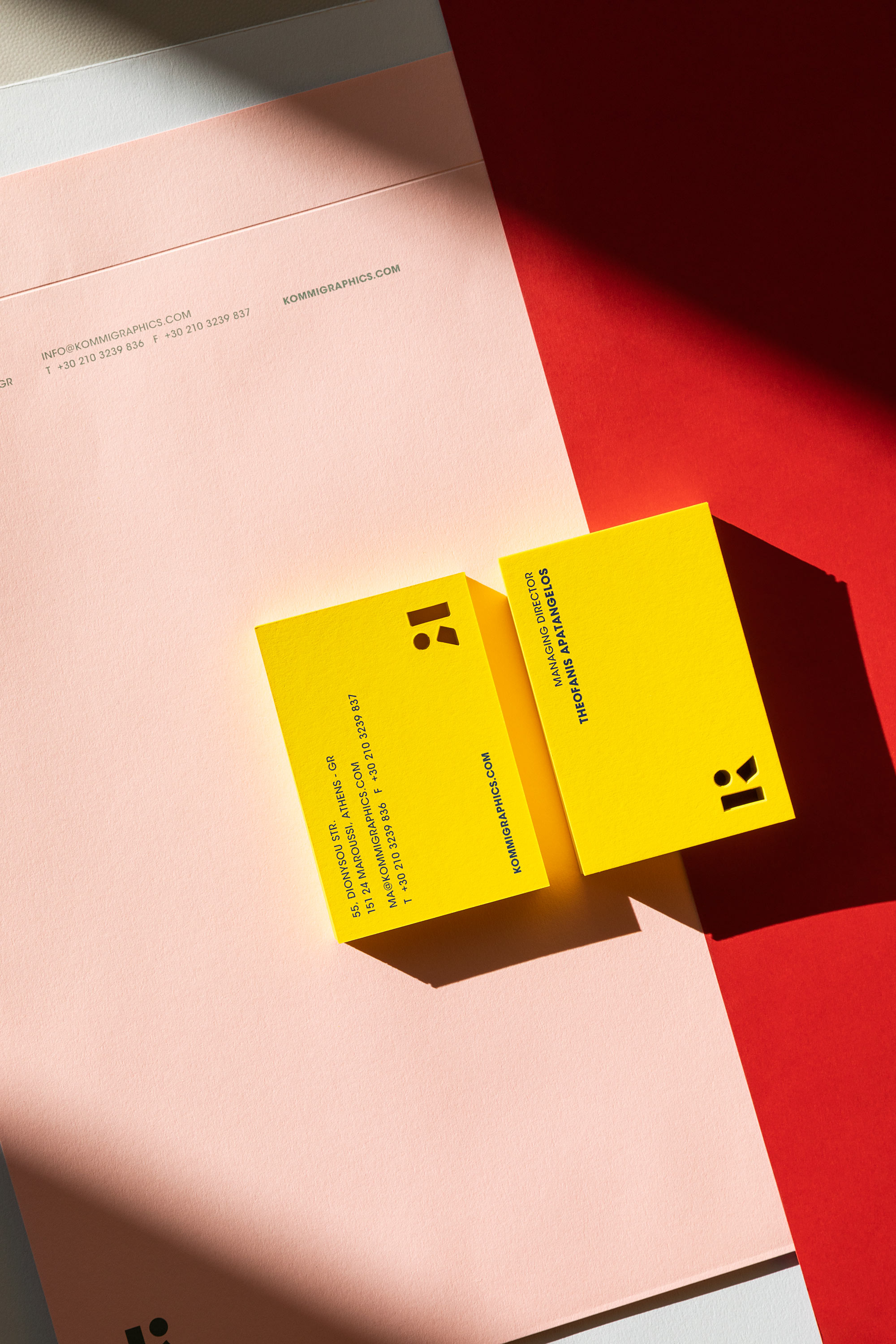 kommigraphics branding brand identity silkscreen silkscreen yellow cards kommigraphics