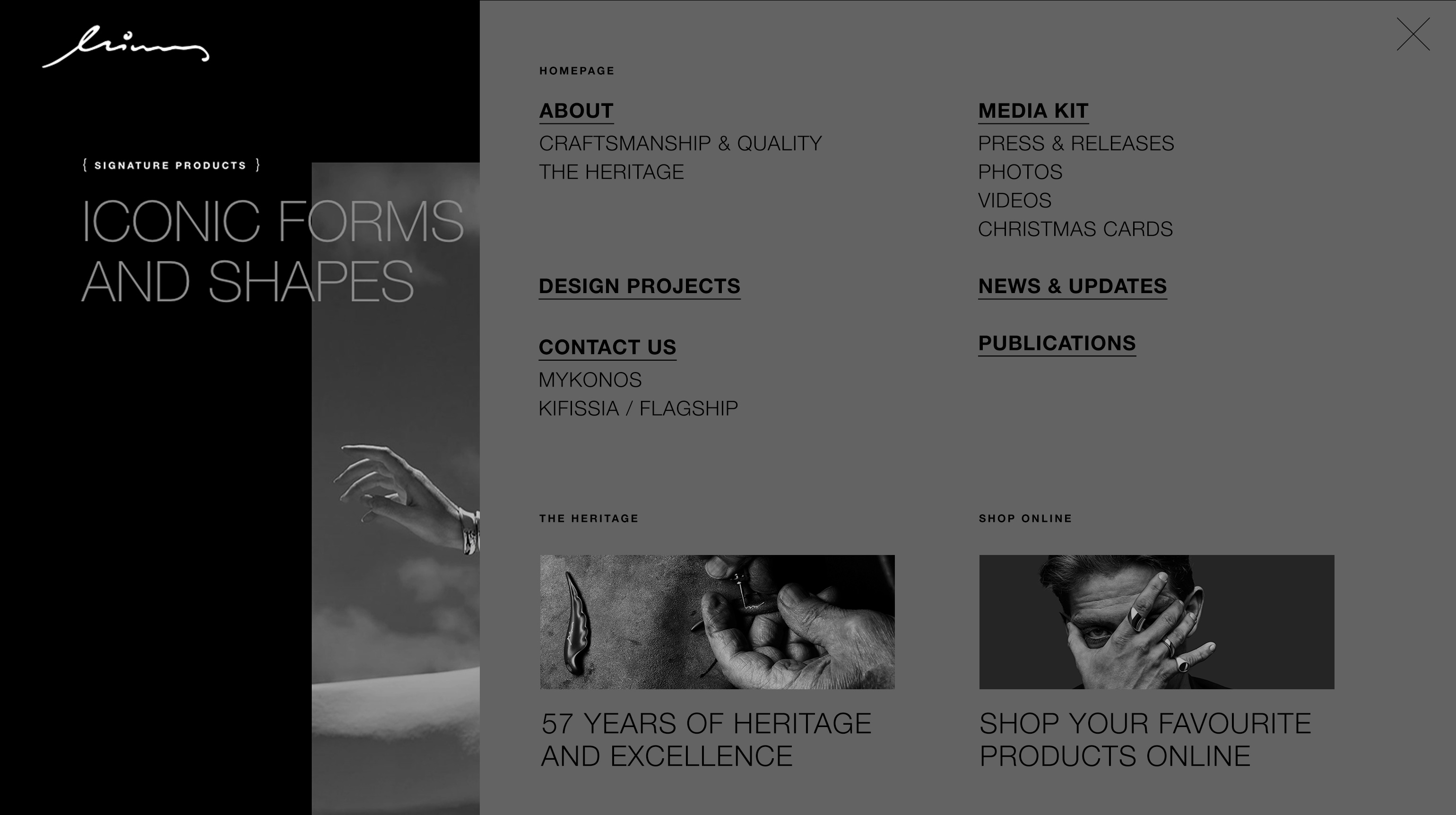 minas website design menu kommigraphics