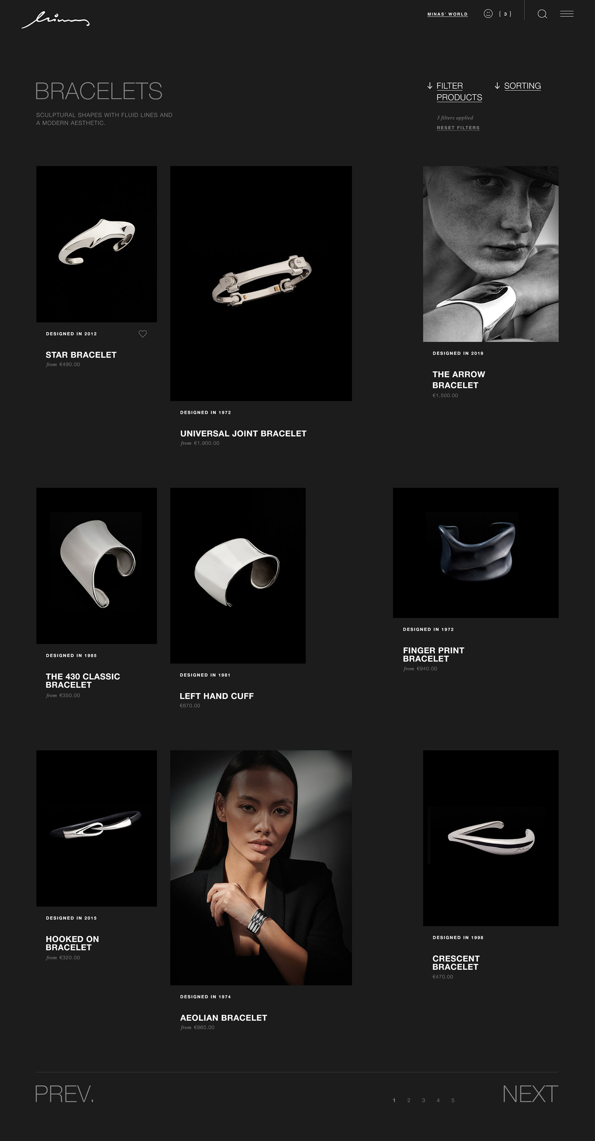 minas website design products list kommigraphics