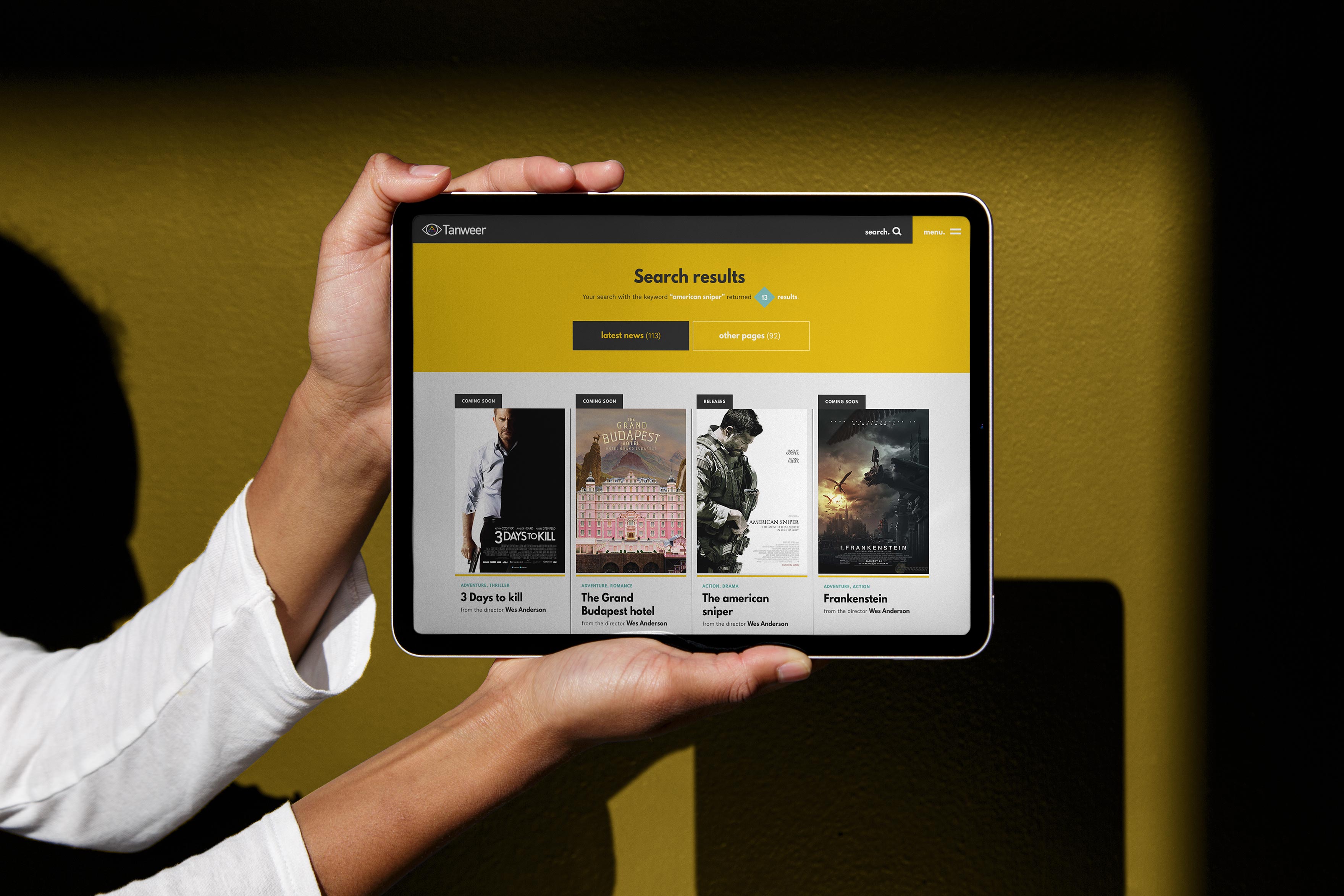 tanweer website design tablet kommigraphics