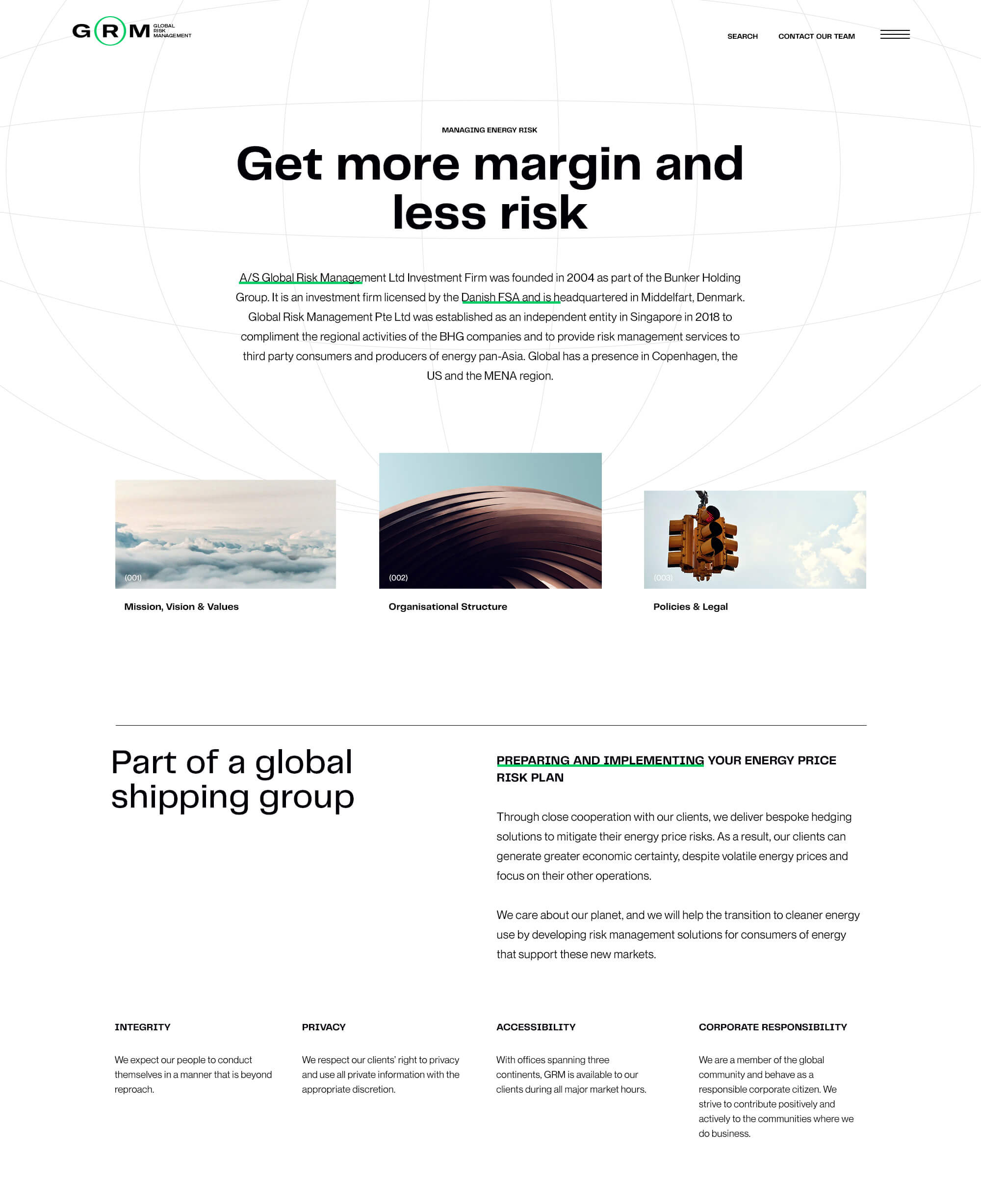 Global Risk Management website design mission kommigraphics
