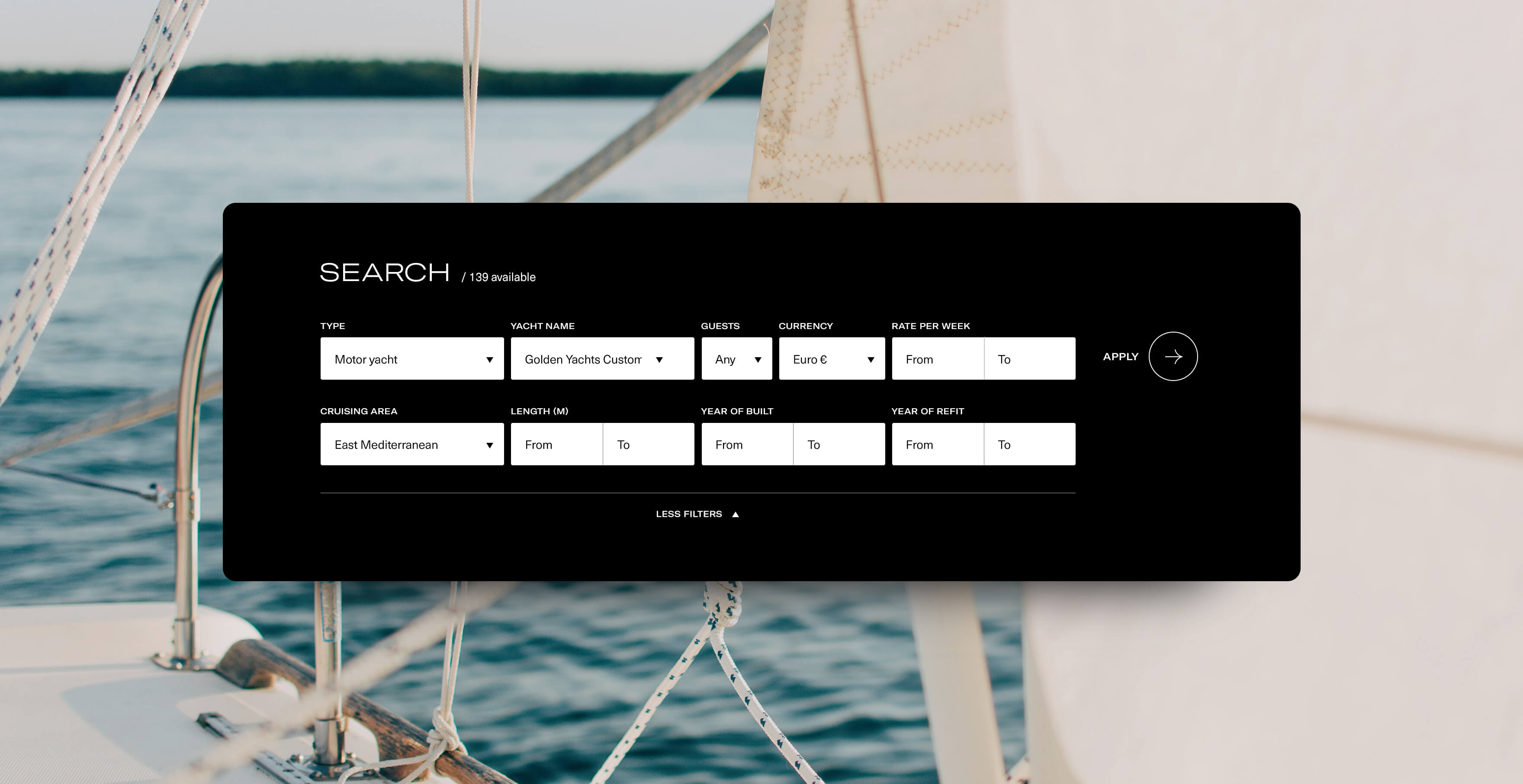 riginos yachts website design charter yachts list filters kommigraphics