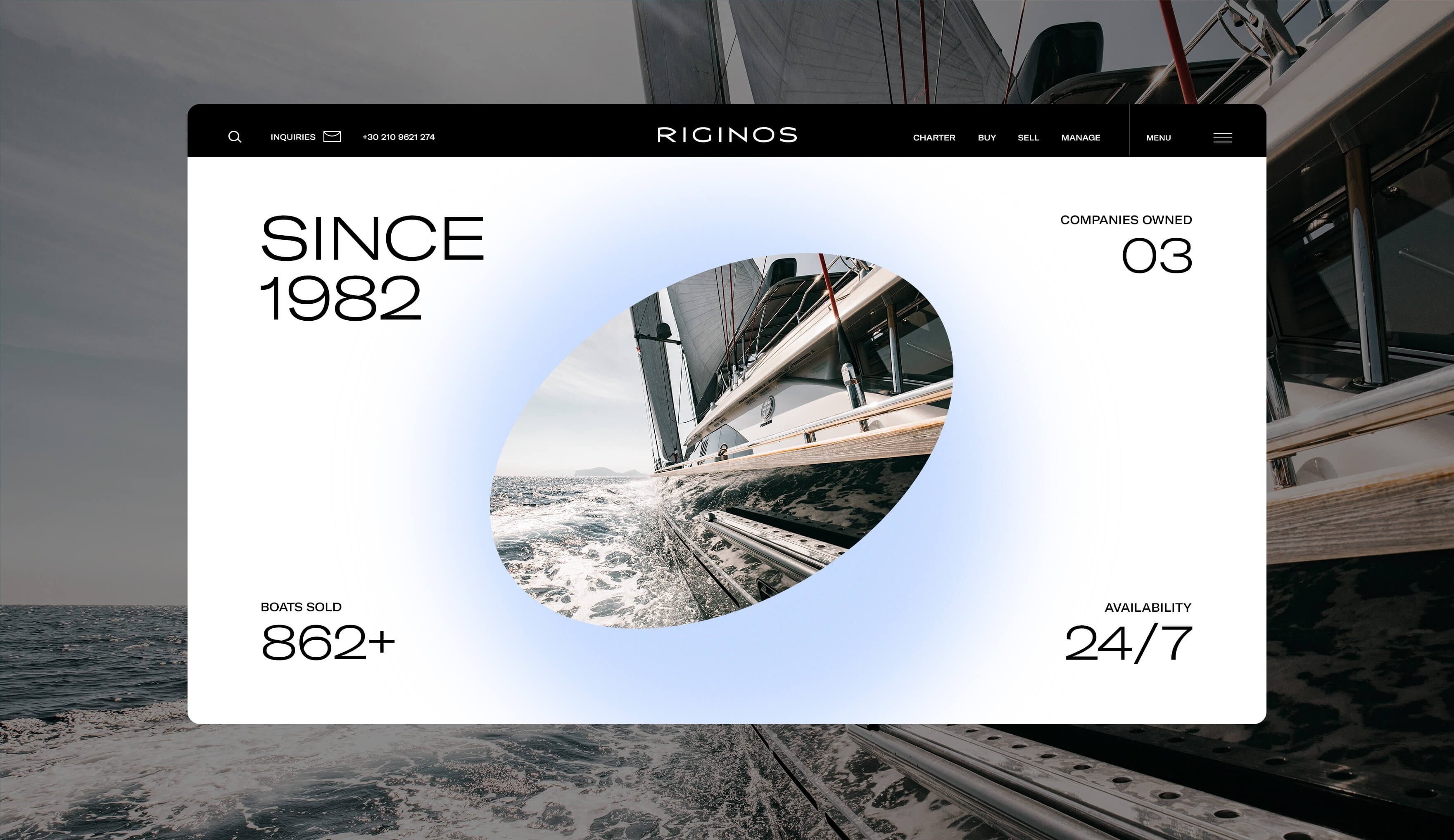 riginos yachts website design homepage keyfacts kommigraphics