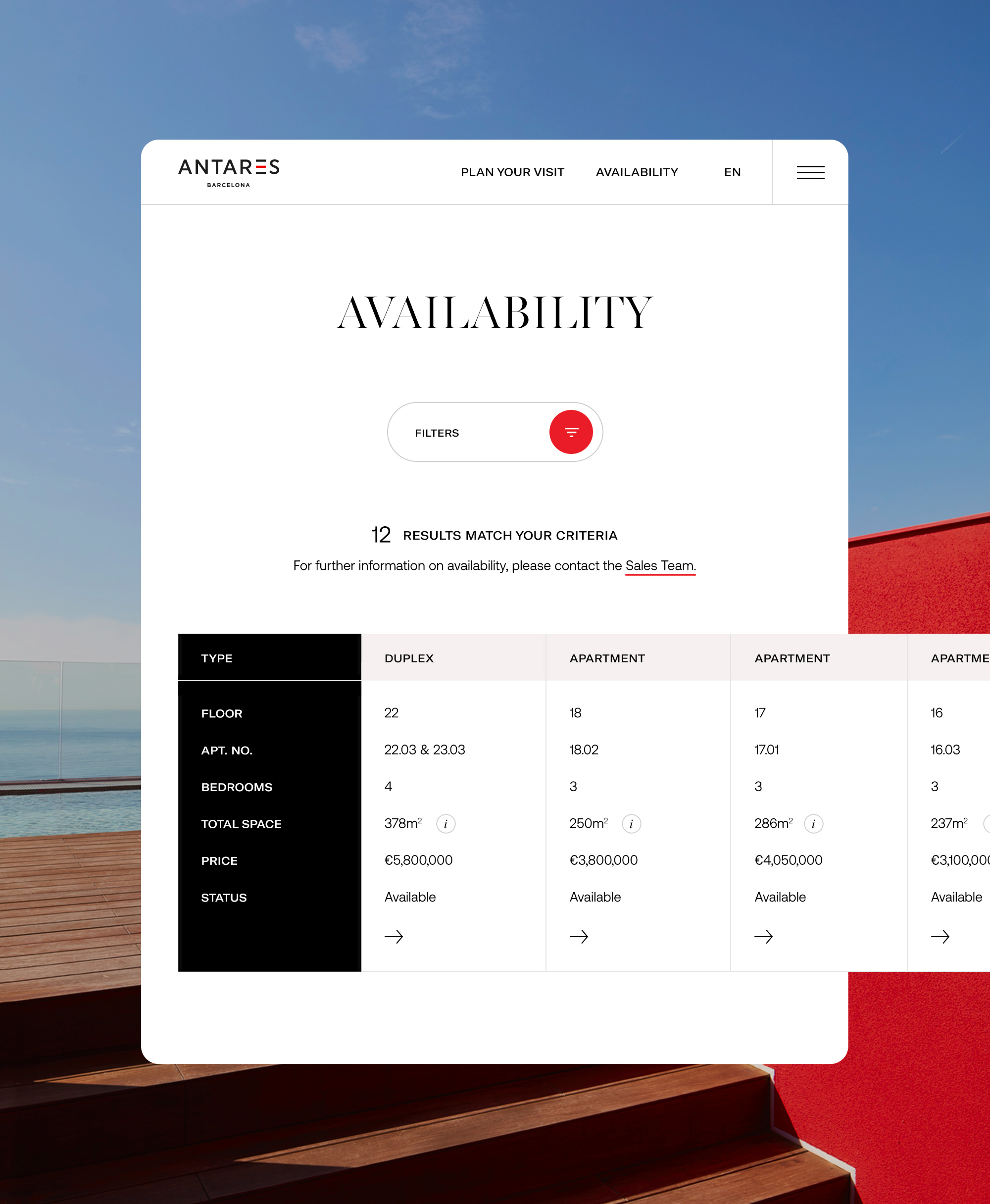 antares barcelona website design responsive availability kommigraphics