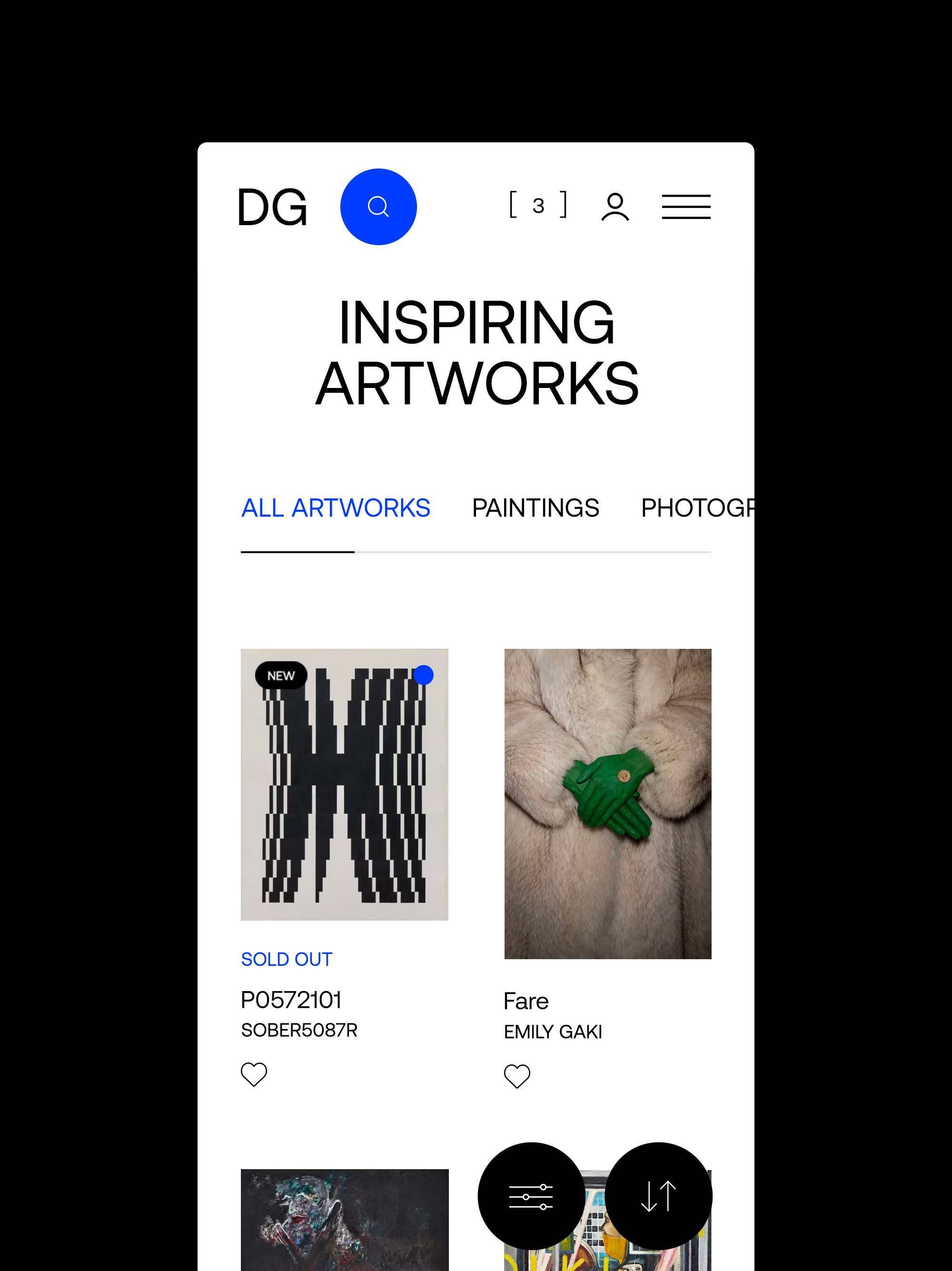 dot galleries website design responsive mobile artworks list kommigraphics