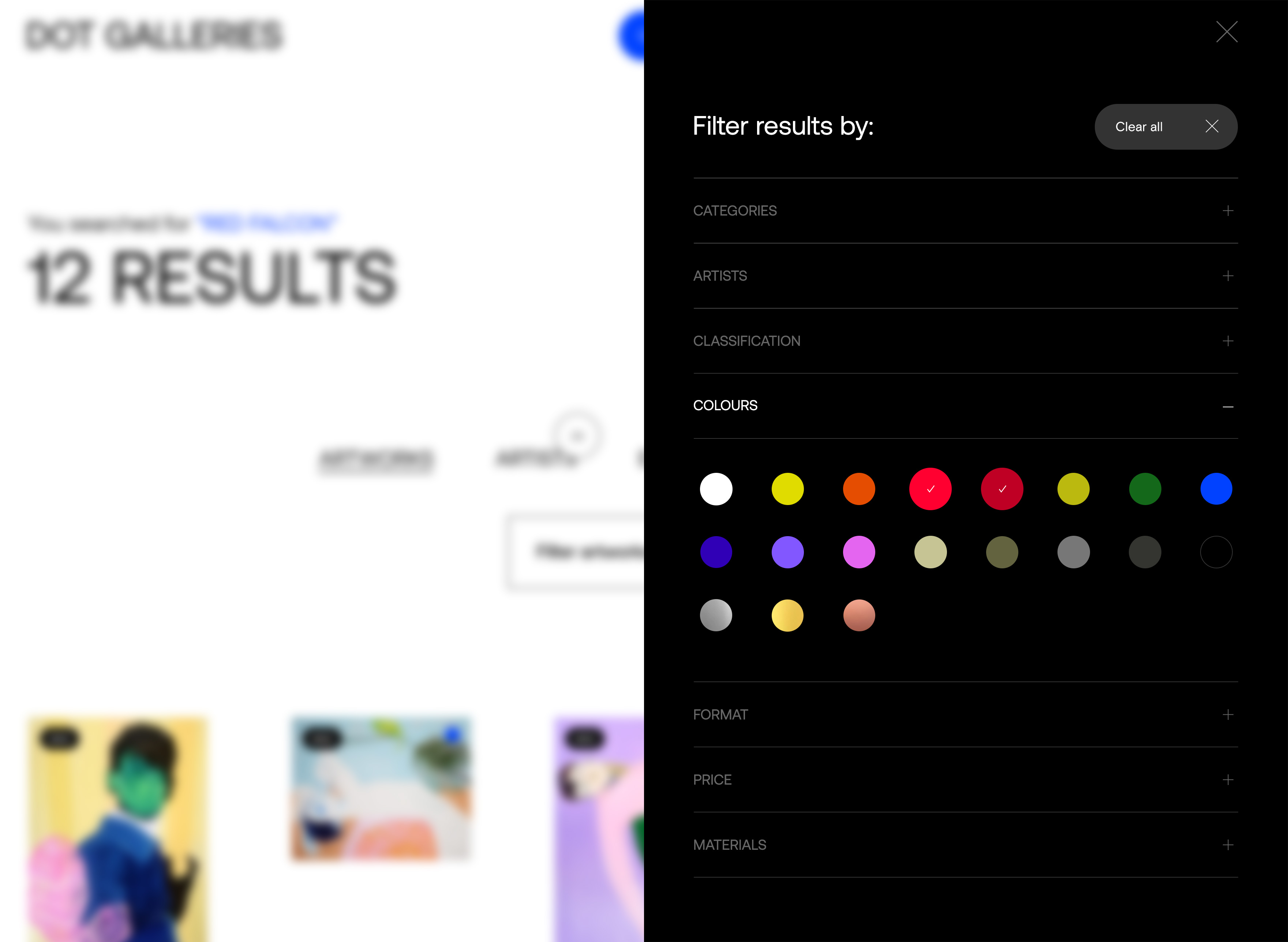 dot galleries website design search filters kommigraphics