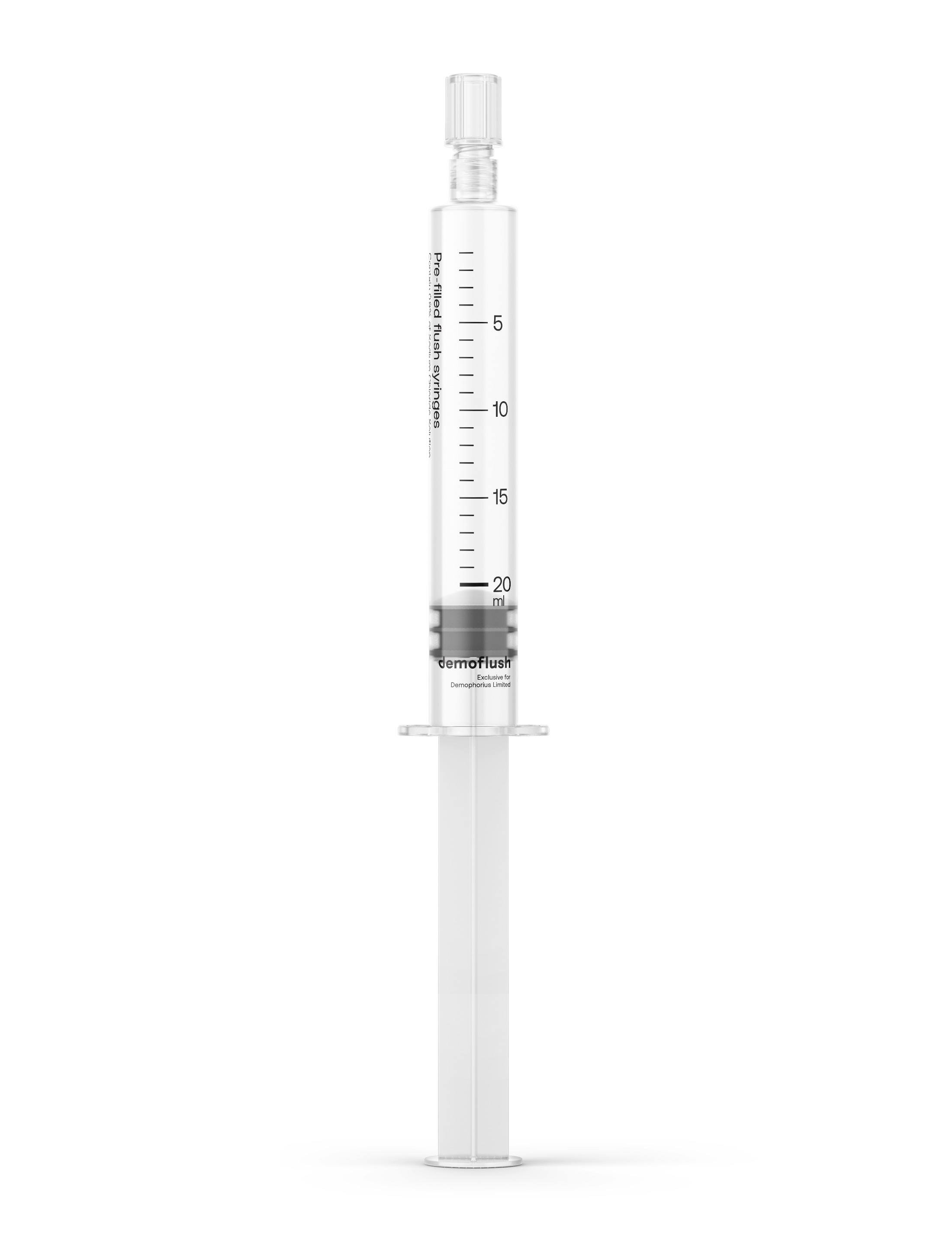 Demoflush prefilled syringes packaging design 20ml kommigraphics
