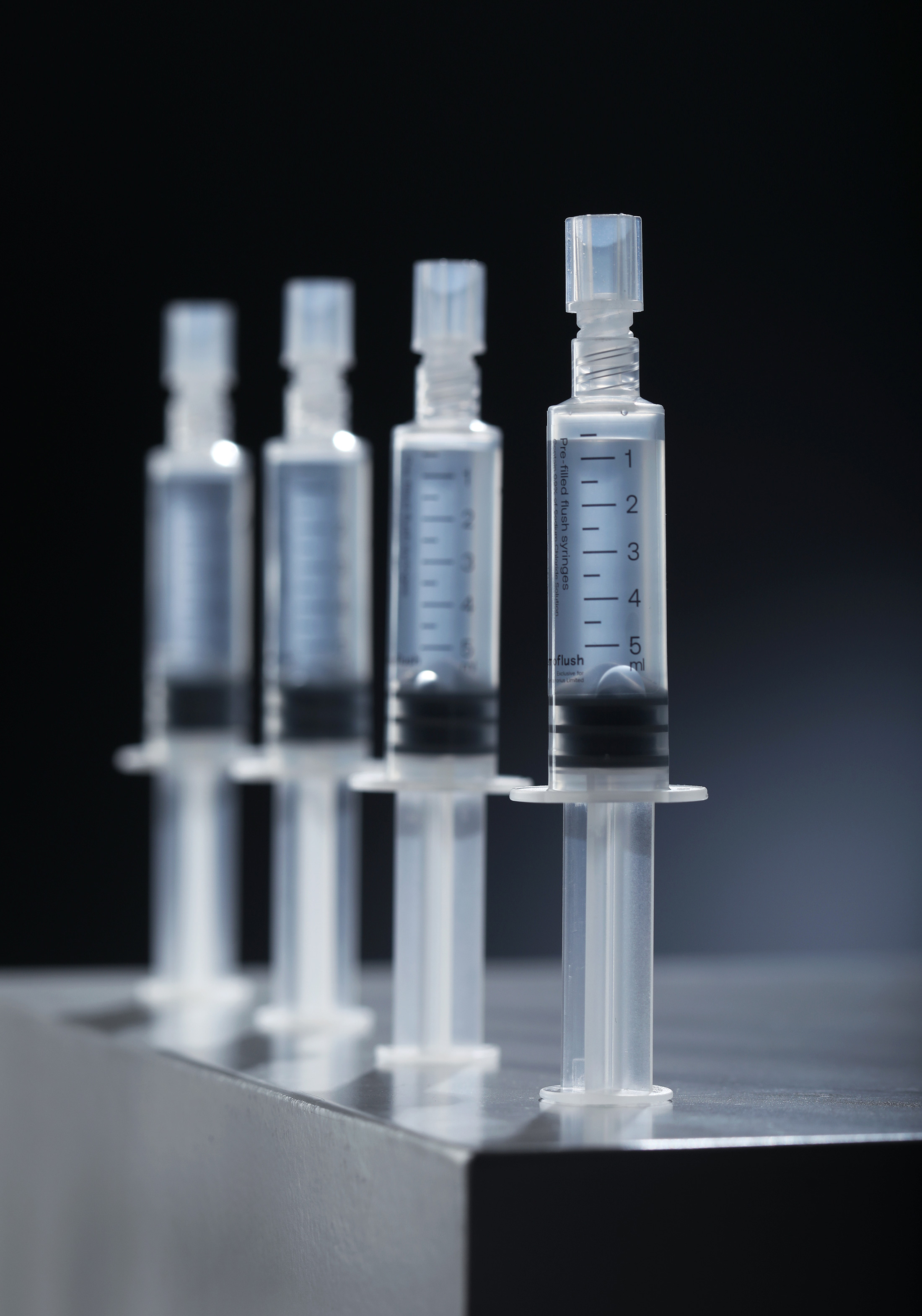 Demoflush prefilled syringes packaging design syringes 5ml standing kommigraphics