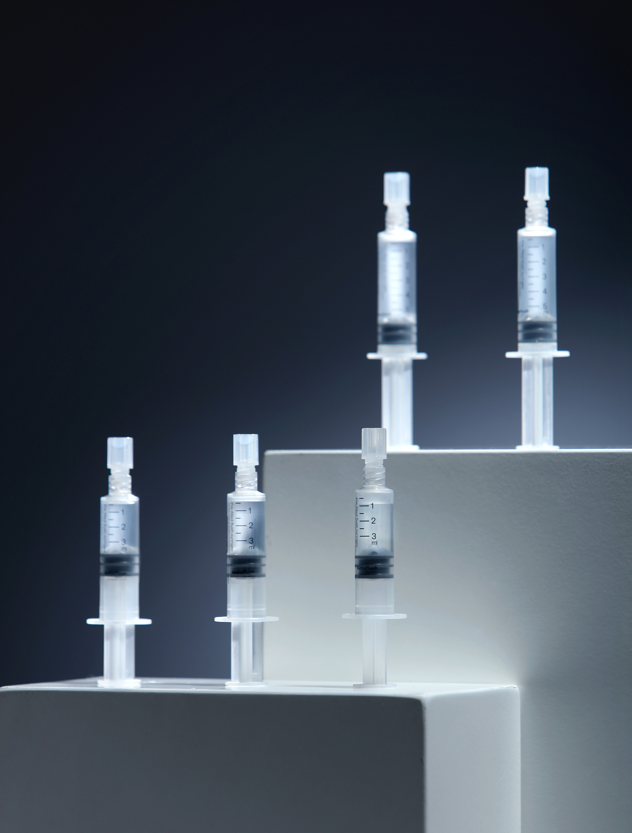 Demoflush prefilled syringes packaging design syringes on box kommigraphics