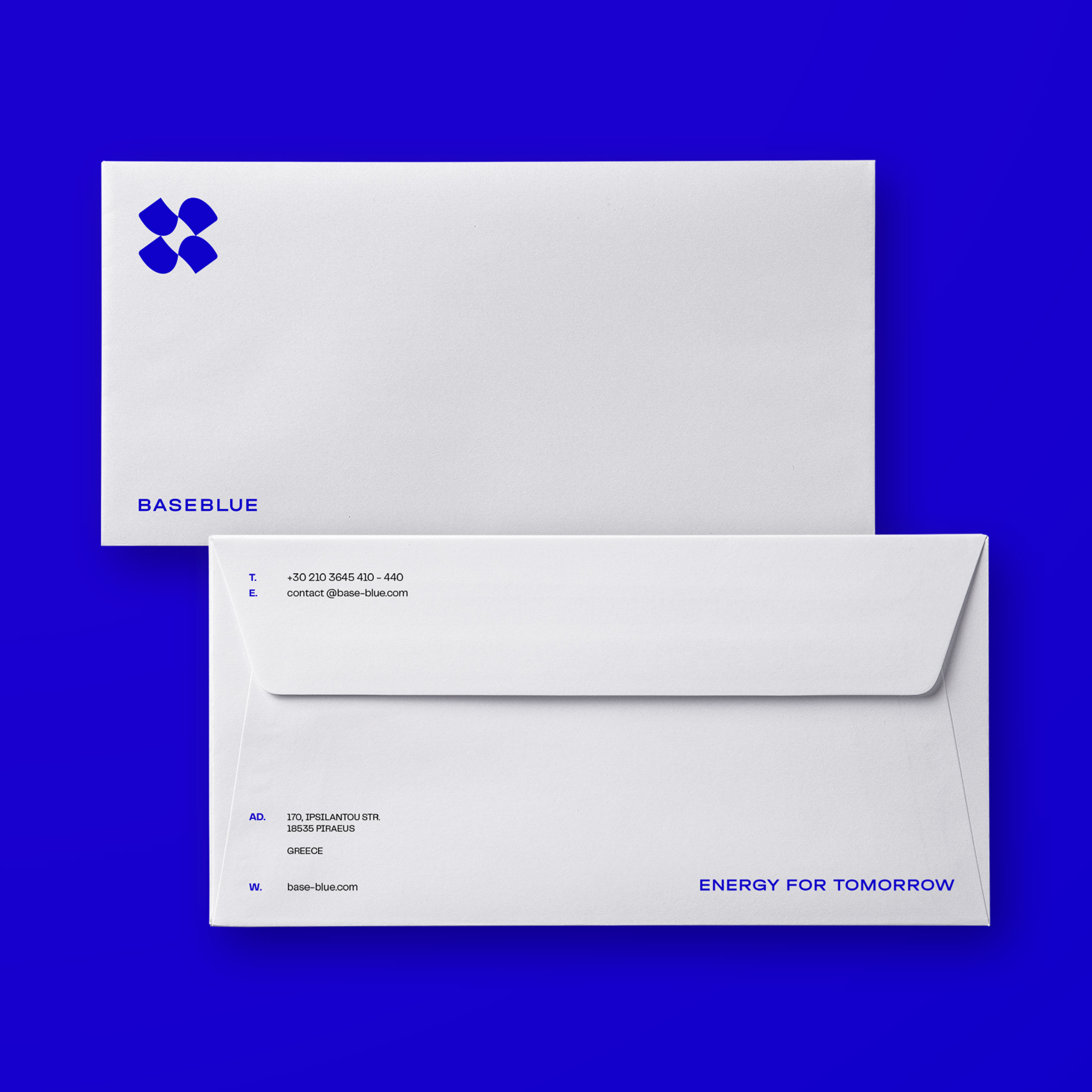 baseblue branding envelopes kommigraphics