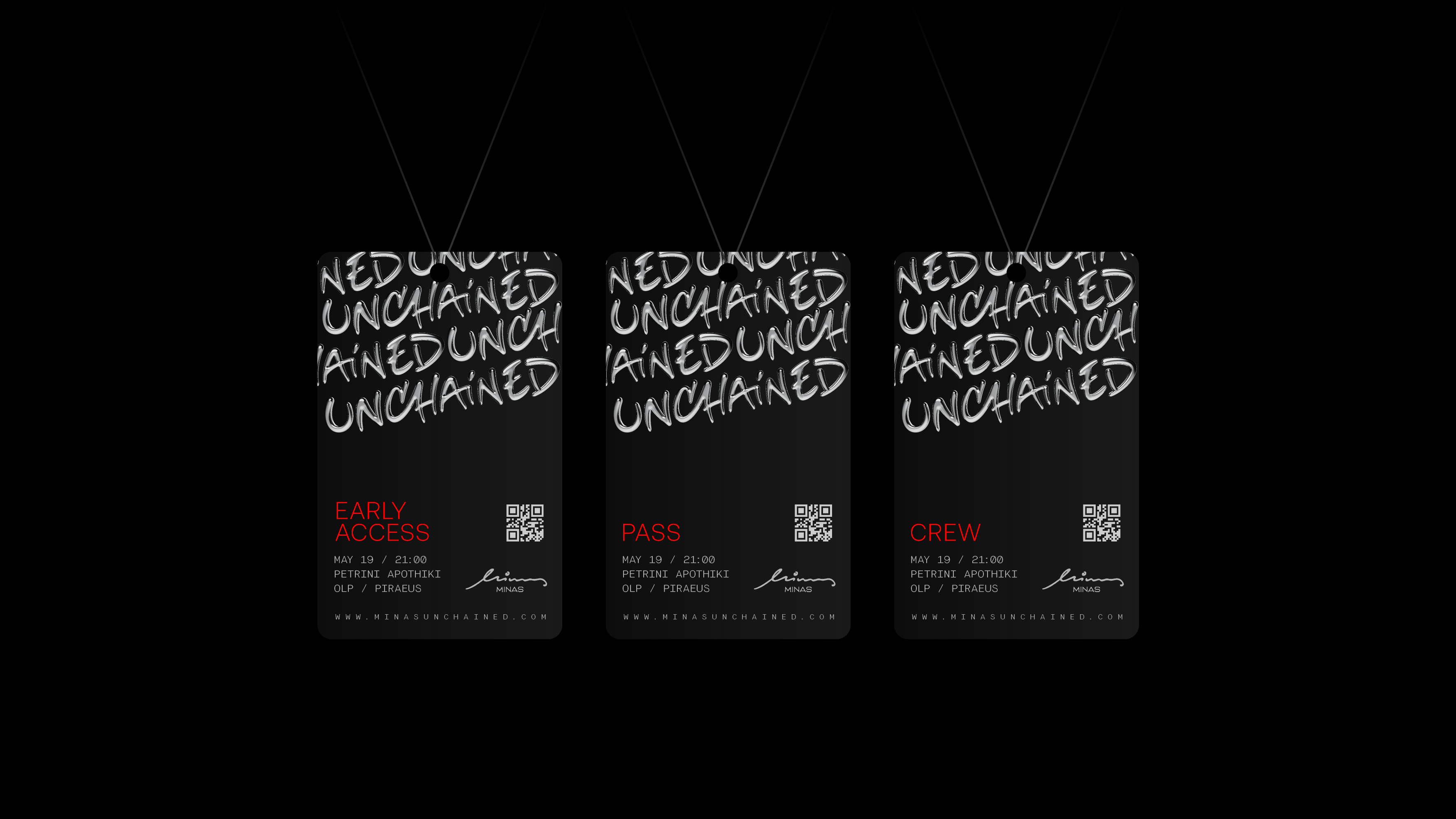 Minas Unchained branding event pass kommigraphics