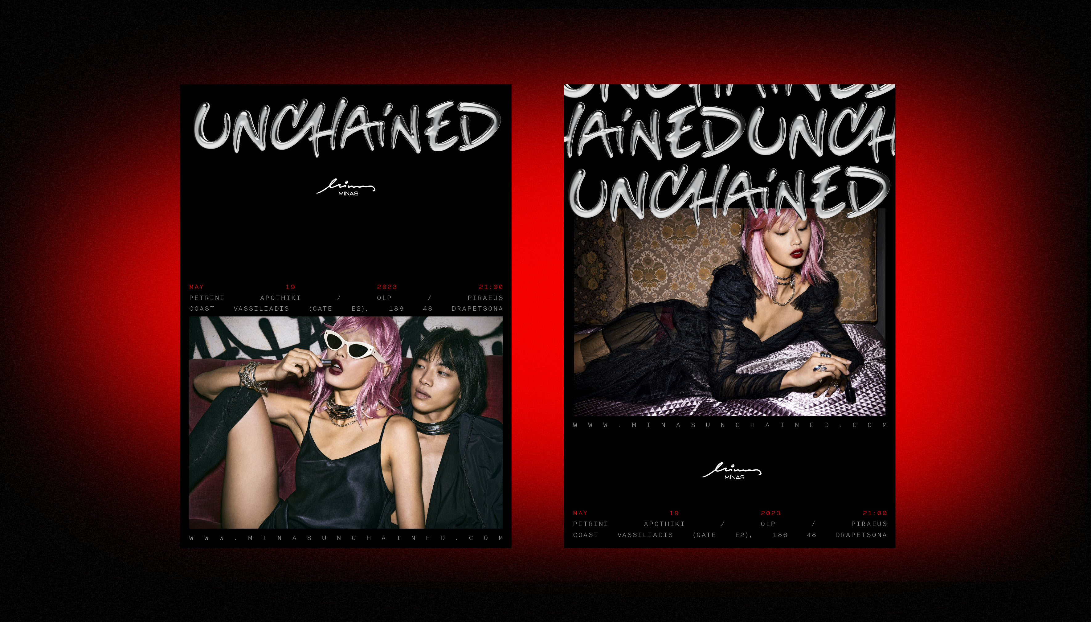 Minas Unchained branding event posters kommigraphics