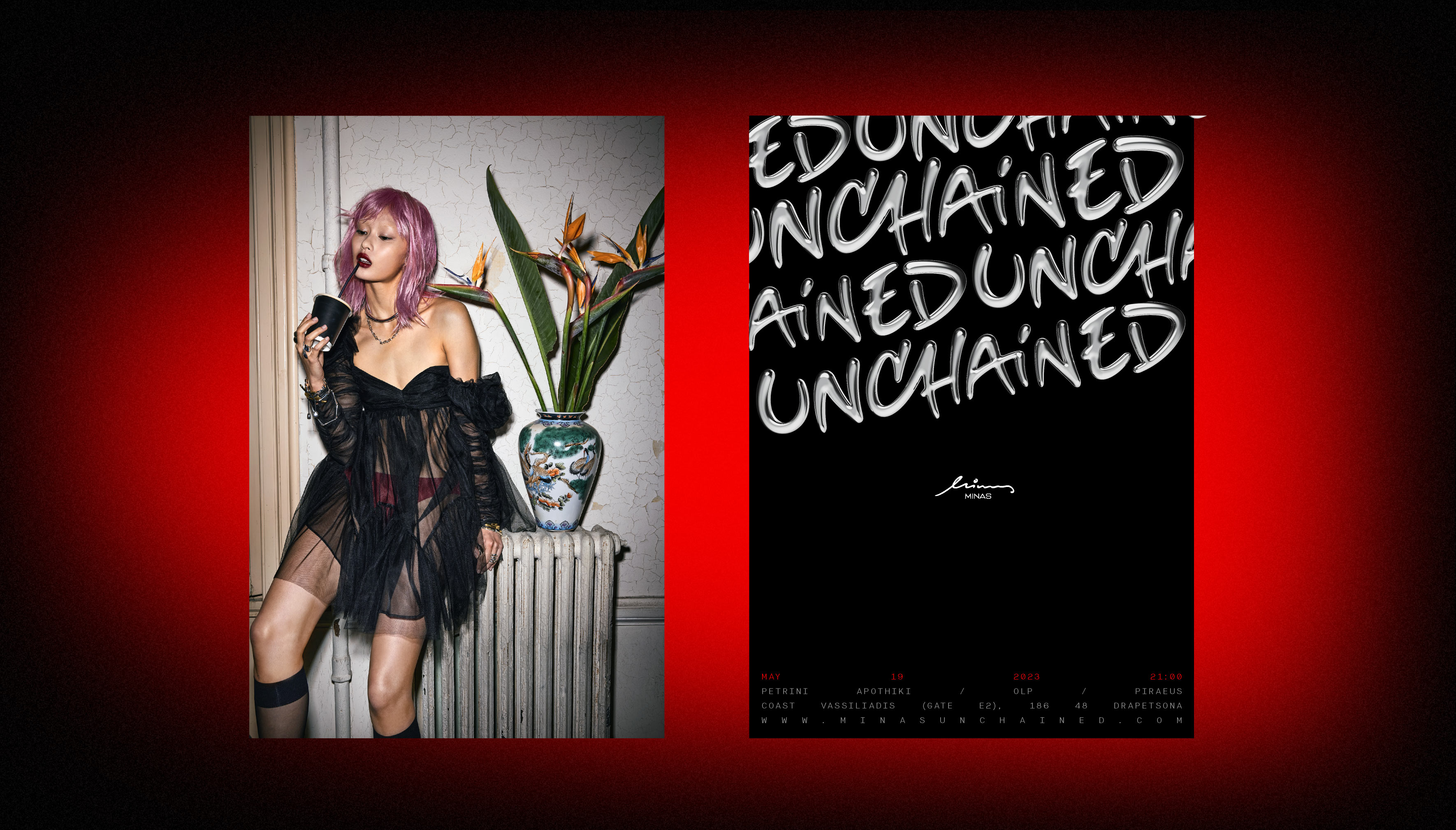 Minas Unchained branding typography poster and woman kommigraphics
