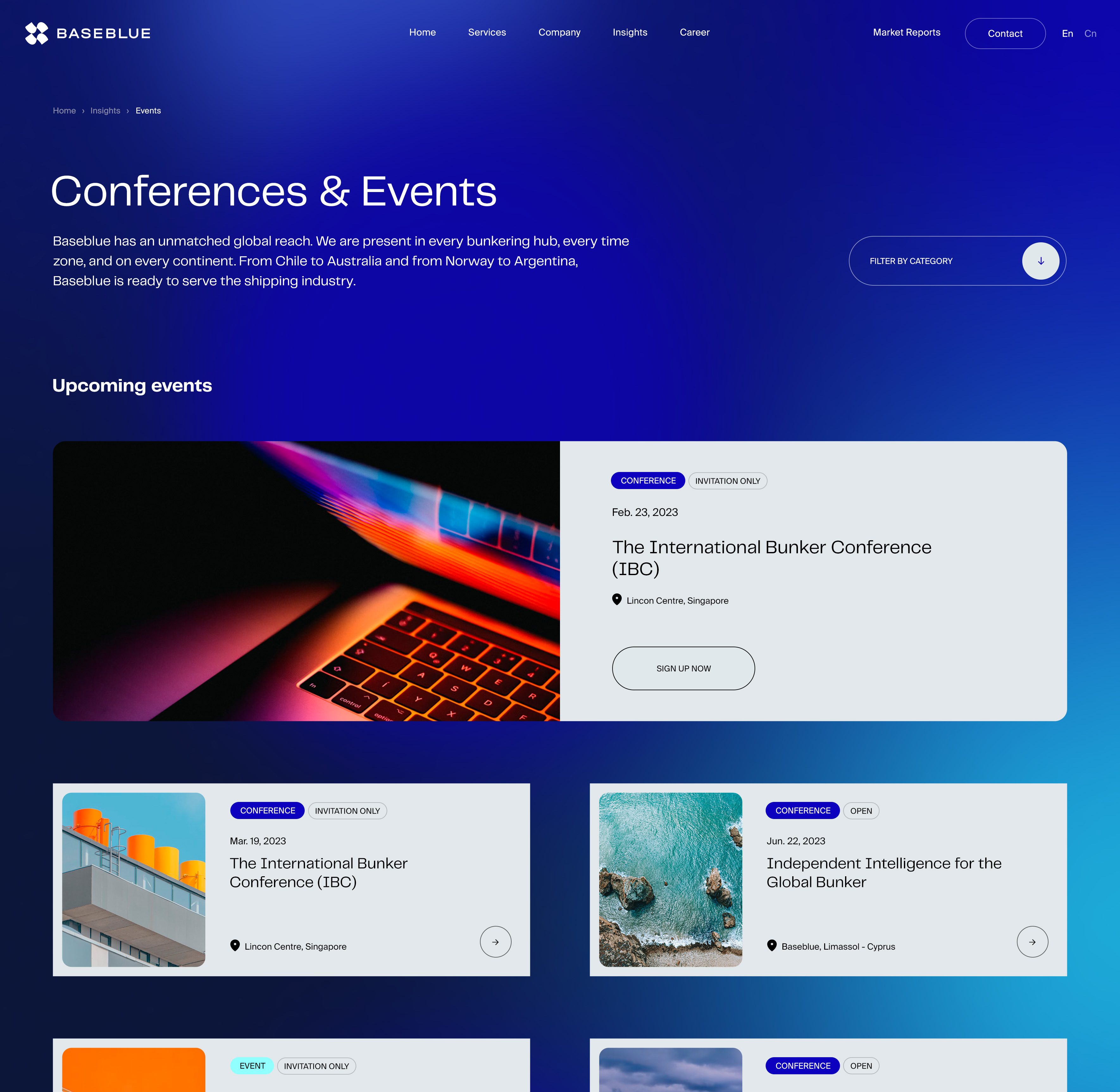 baseblue website design events list kommigraphics